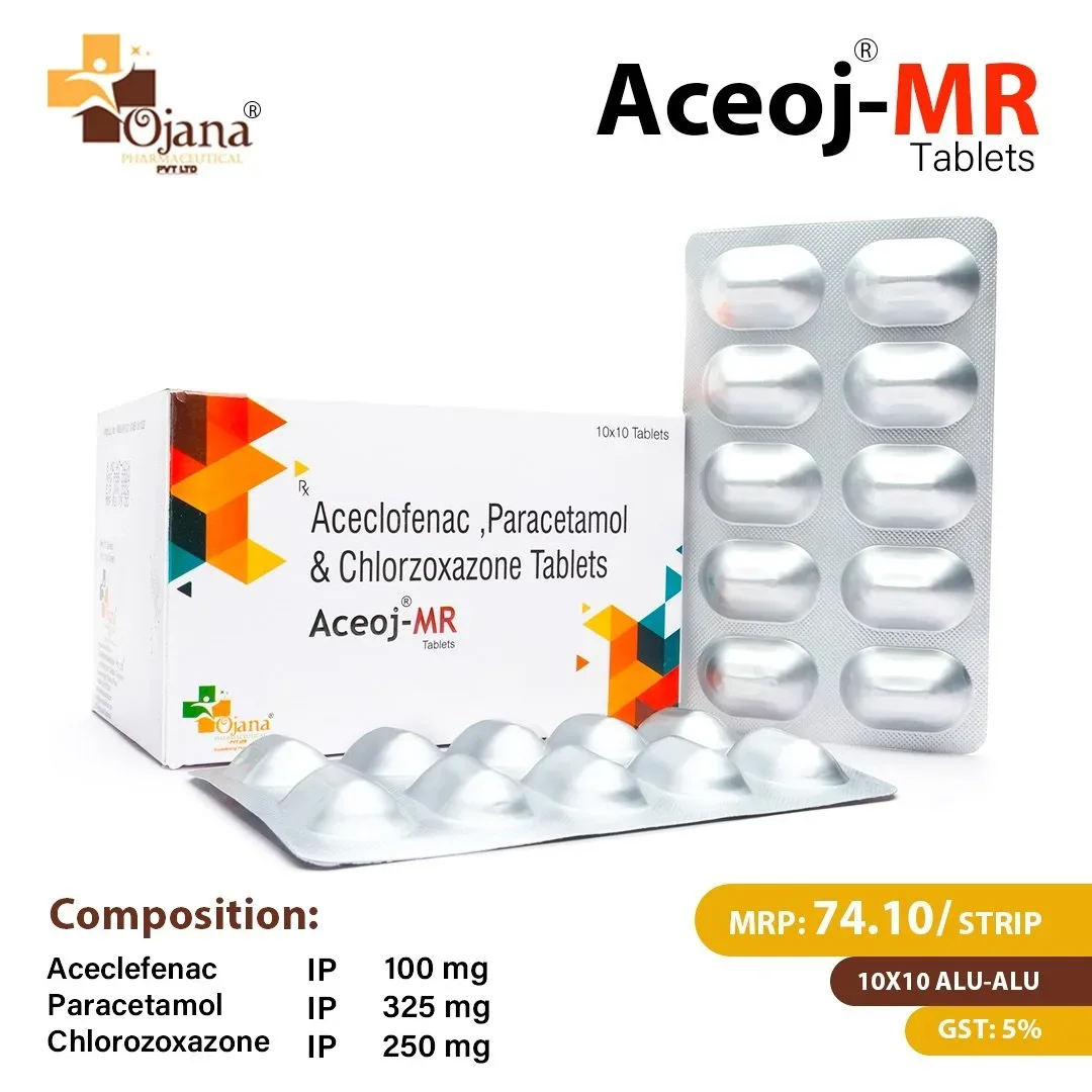 Aceoj-MR - Aceclofenac I.P. 100 mg + Paracetamol I.P. 325 mg + Chlorozoxazone I.P. 250 mg
