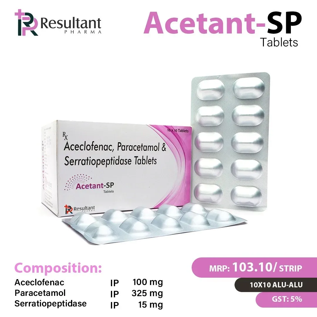 ACETANT SP TAB - Aceclofenac, Paracetamol & Serratiopeptidase Tablets