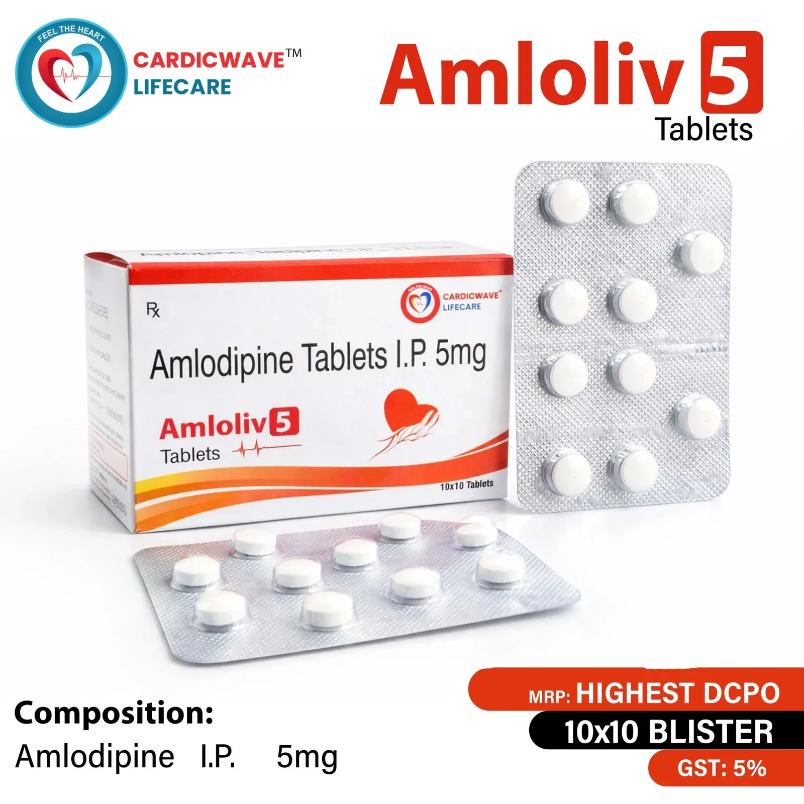 Amloliv 5 - Amlodipine I.P. 5mg Tablets