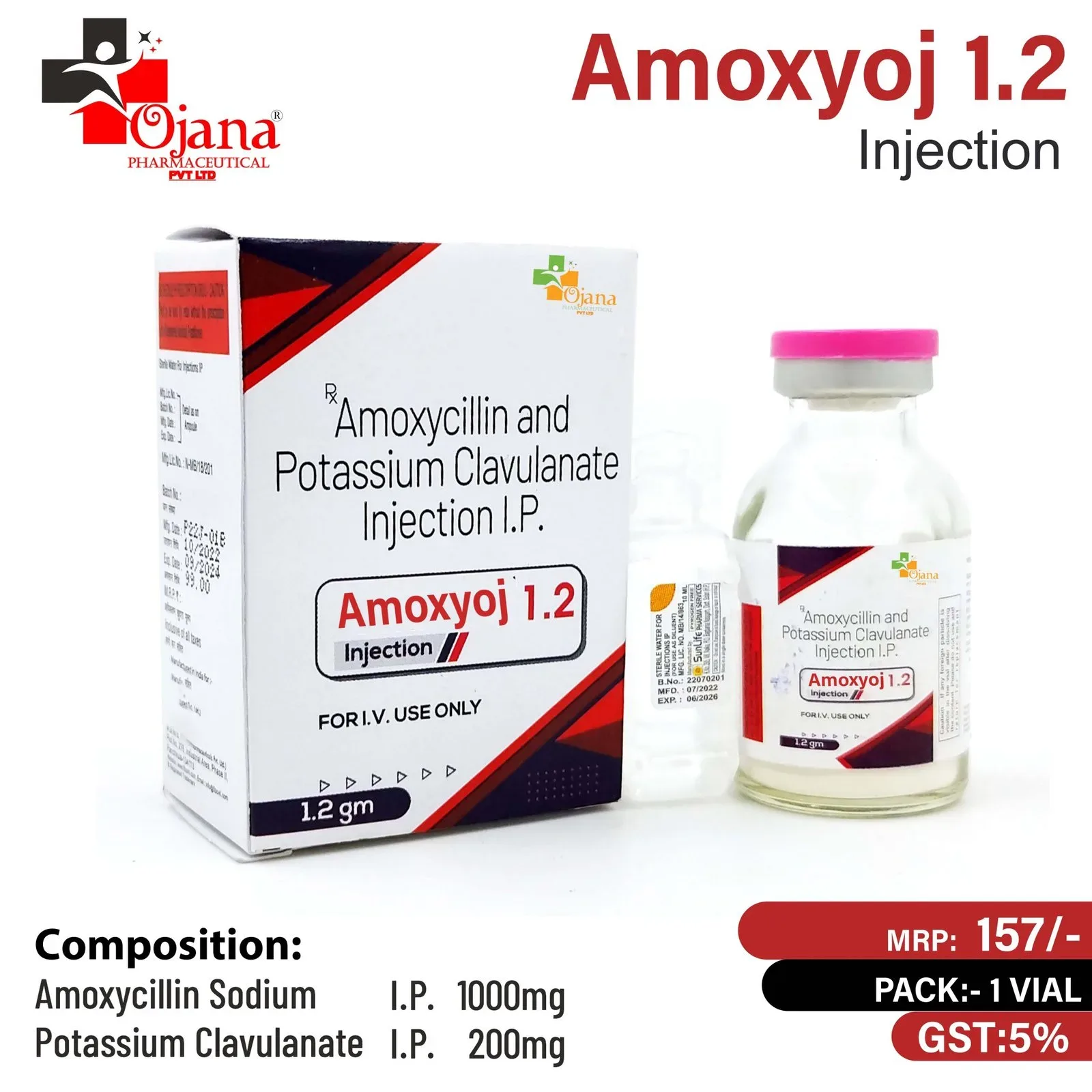 Amoxyoj- CV 1.2 - Amoxycillin and Potassium Clavulanate injection I.P.