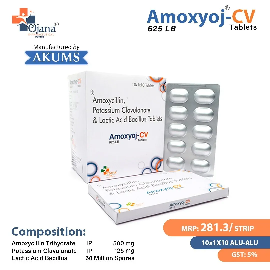 Amoxyoj-CV 625 - Amoxycillin I.P. 500 mg + Calvulanate Potassium I.P. 125 mg
