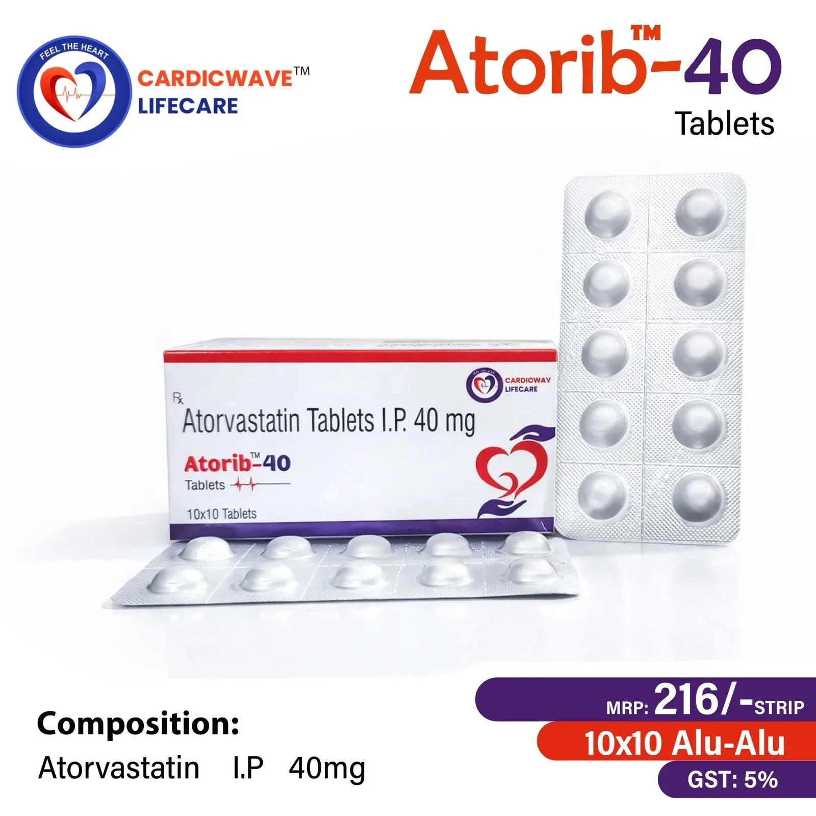 Atorib 40 - Atorvastatin Calcium I.P. 40mg Tablets