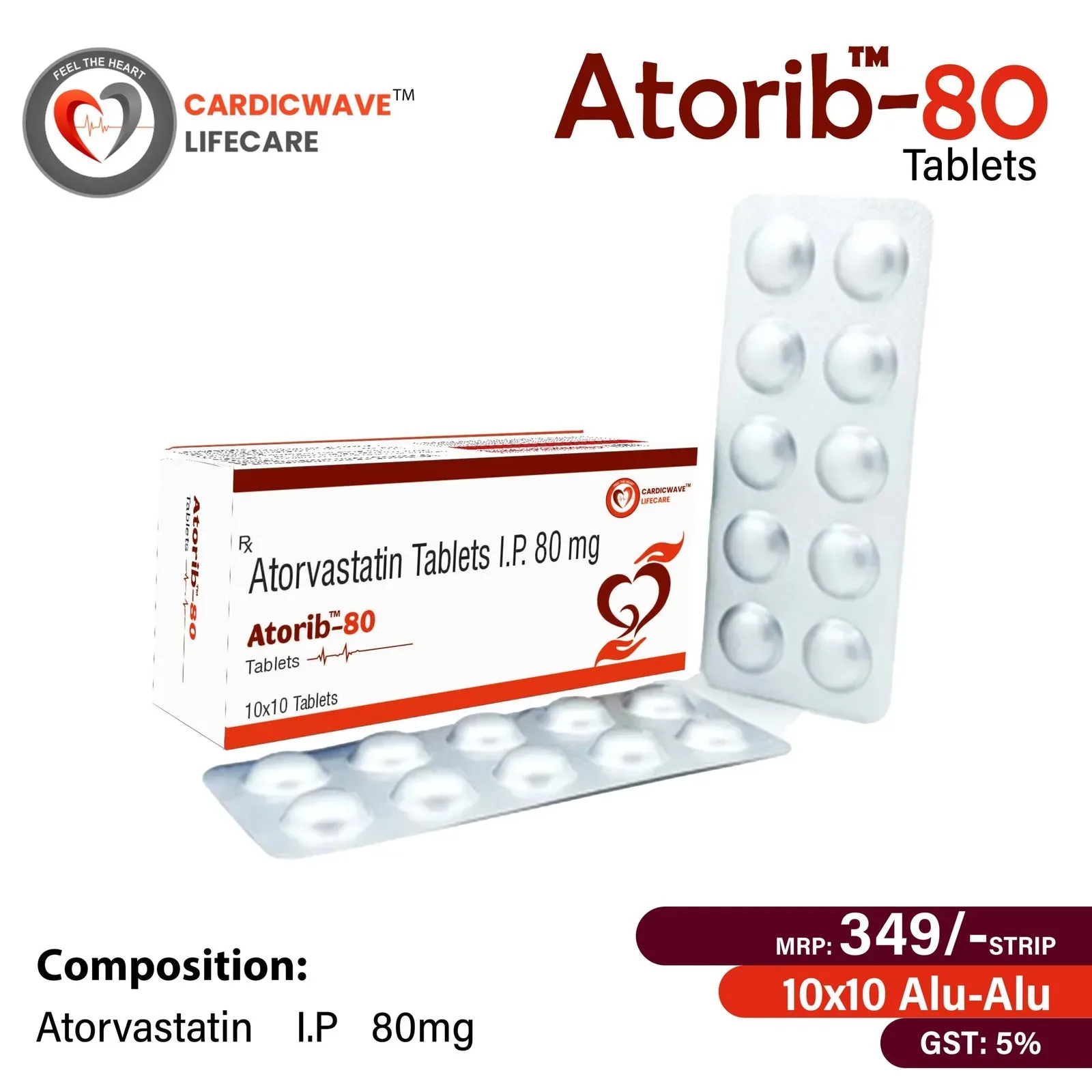 Atorib 80 - Atorvastatin Calcium I.P. 80mg Tablets