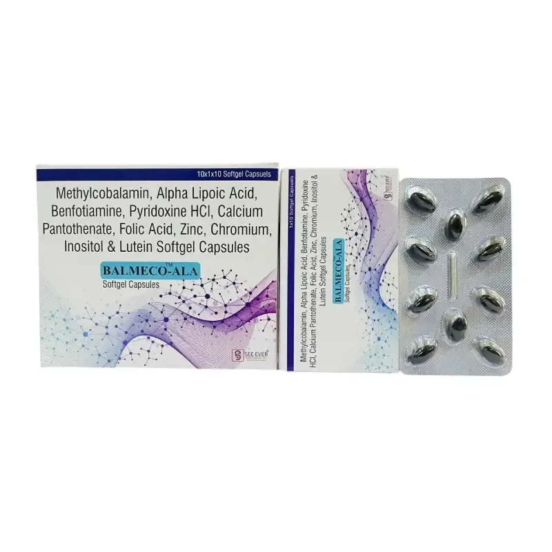 BALMECO-ALA - Mecobalamin I.P. 1500mcg + Alpha Lipoic Acid U.S.P. 100mg + Benfotiamine 15mg + Pyridoxine Hydrochloride I.P. 3mg + Calcium Pantothenate I.P. 25mg + Folic Acid I.P. 1.5mg + Zinc Oxide I.