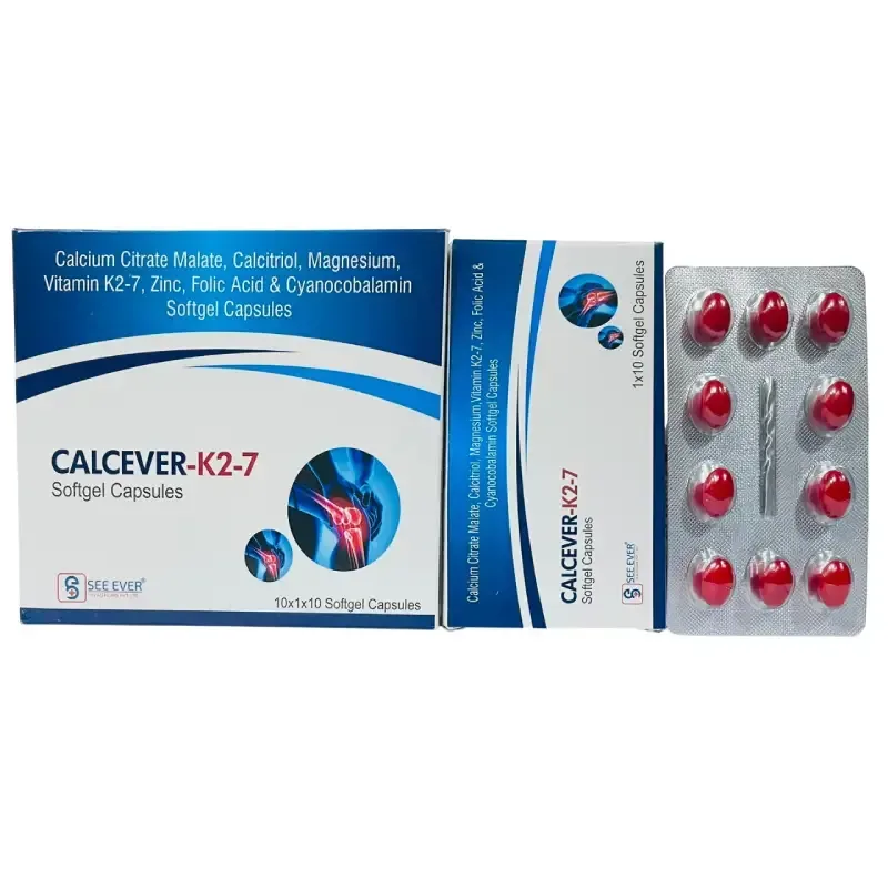 CALCEVER-K27 - Calcium Citrate Maleate 550 Mg + Calcitriol 0.25 Mcg + Magnesium 50Mg + Vitamin K27 40Mcg + Zinc 12Mg + Folic Acid 1.5 Mg + Cyanocobalamine 2.2 mcg