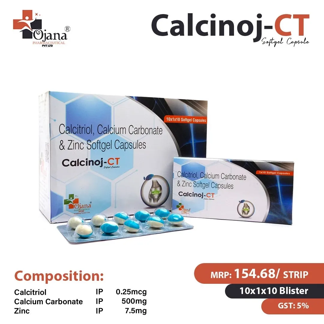 Calcinoj-CT - Calcitriol 0.25 mcg+Calcium Carbonate 500 mg+zinc 7.5 mg in drug with mono cartoon