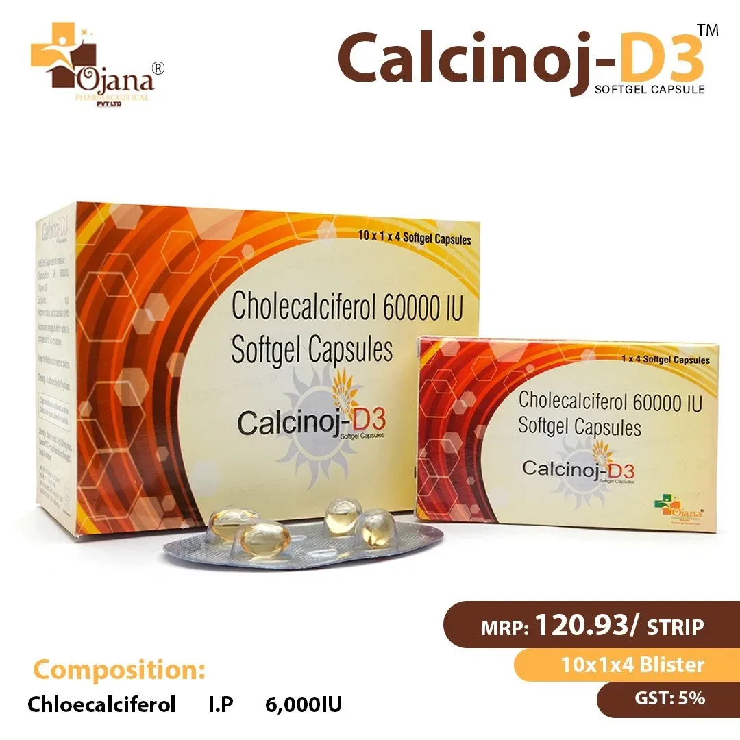 Calcinoj-D3 - Vitamin D3 U.S.P. 60,000 IU Softgel in drug with mono cartoon