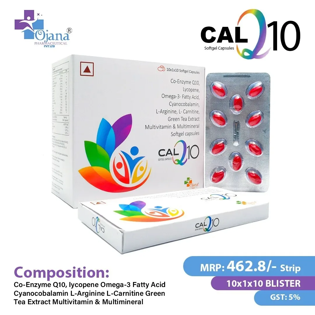 Calcinoj -Q10 - Coenzyme Q10 100mg + Lycopene 5000mcg + Green Tea Extract 200mg + L-Carnitine L Tartrate 500mg + Grape Seed Extract 25mg + Vitamin B1 10mg + Vitamin B2 10mg + Vitamin B6 2mg + Vitamin E 12.5mg