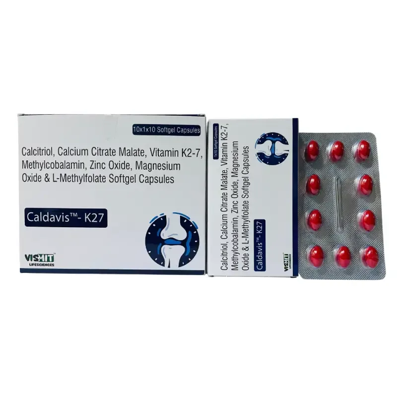 CALDAVIS™ - K27 - Calcium Citrate Maleate 500 Mg + Calcitriol 0.25 Mcg + Magnesium 20 Mg + Vitamin K27 45 Mcg + Zinc 7.5 mg + L-METHYL FOLATE 800 MCG + methylcobalamine 1500 mcg (IN DRUG)