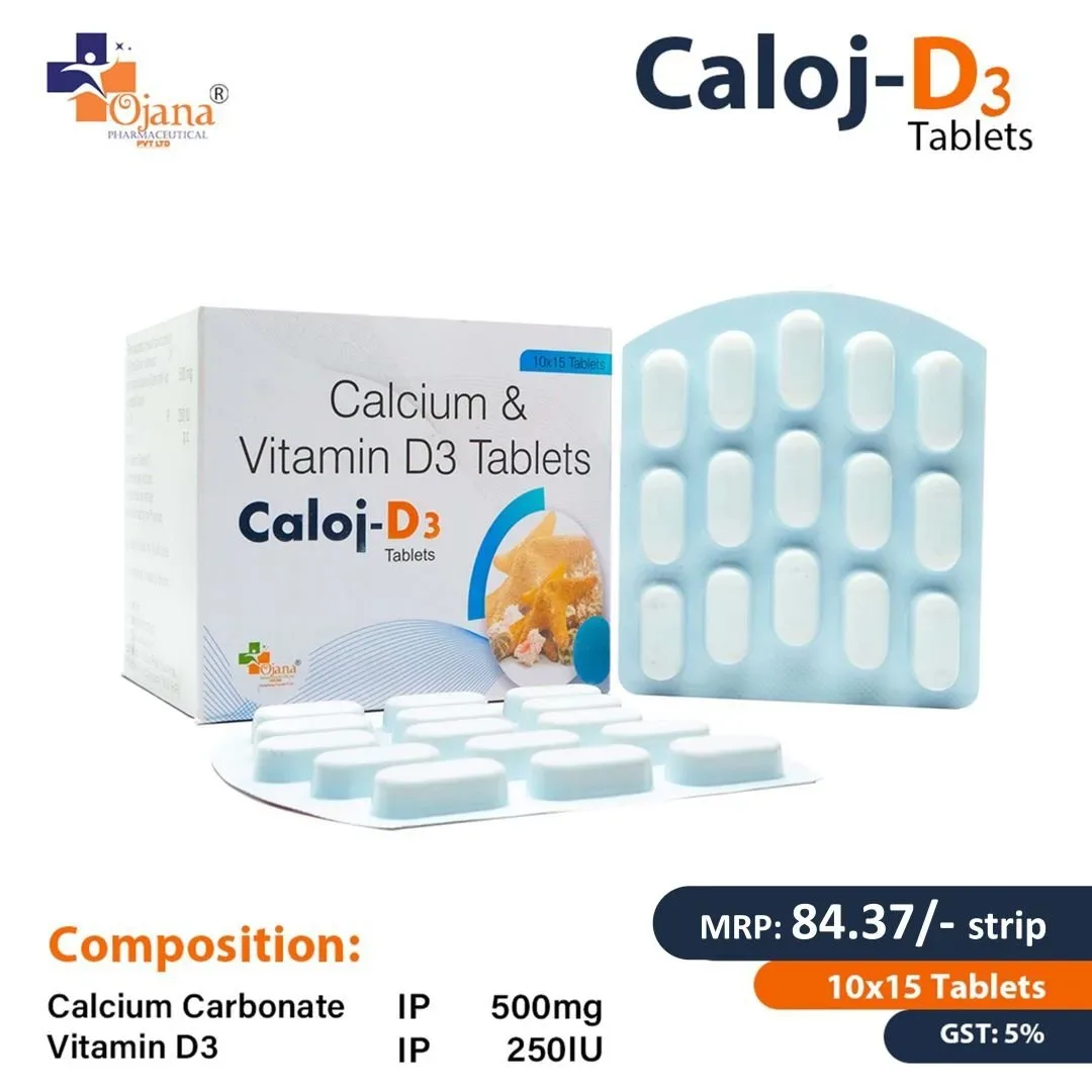 Caloj- d3 - Calcium Carbonate 500 mg + Vitamin D3 250 I.U.