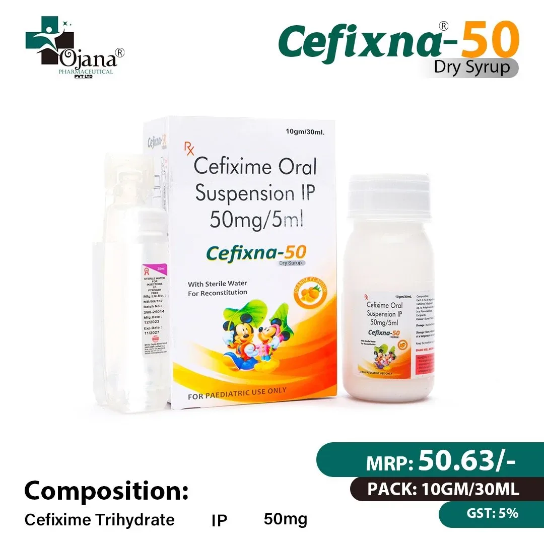 Cefixna-50 Dry Syrup - Cefixime Trihydrate I.P. 50 mg / 5 ml (Dry Syrup) with Water