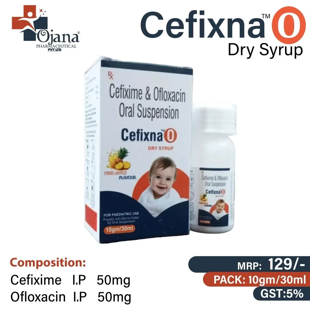 Cefixna-O Dry Syrup - Cefixime Trihydrate I.P. 50 mg + Ofloxacin Dry Syrup With Water