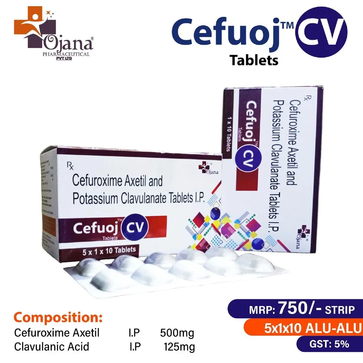 Cefuoj CV - Cefuroxime Axetil And Potlassium Clavulanate Tblets I.P.