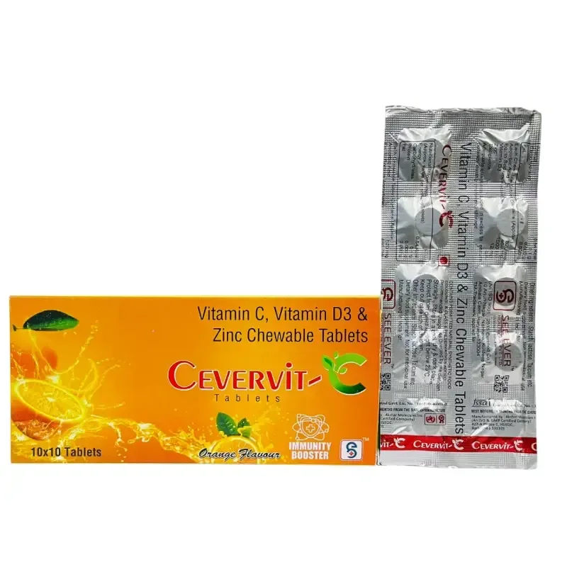 CEVERVIT-C - VITAMIN C 500 MG + VIT D3 - 1000 I.U. + ZINC 12 MG
