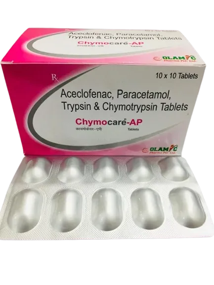 CHYMOCARE -AP - Trypsin Chymotrypsin 50000 Armour Units+ Aceclofenac 100mg +PCM 325mg