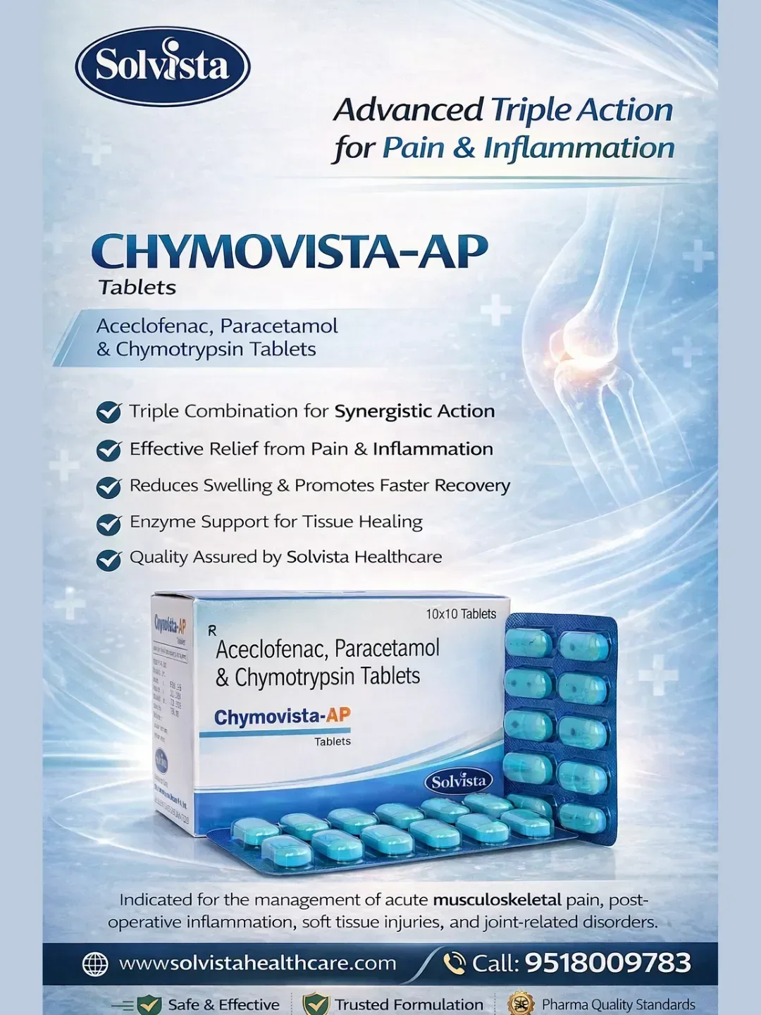 CHYMOVISTA-AP - Aceclofenac, Paracetamol & Chymotrypsin Tablets