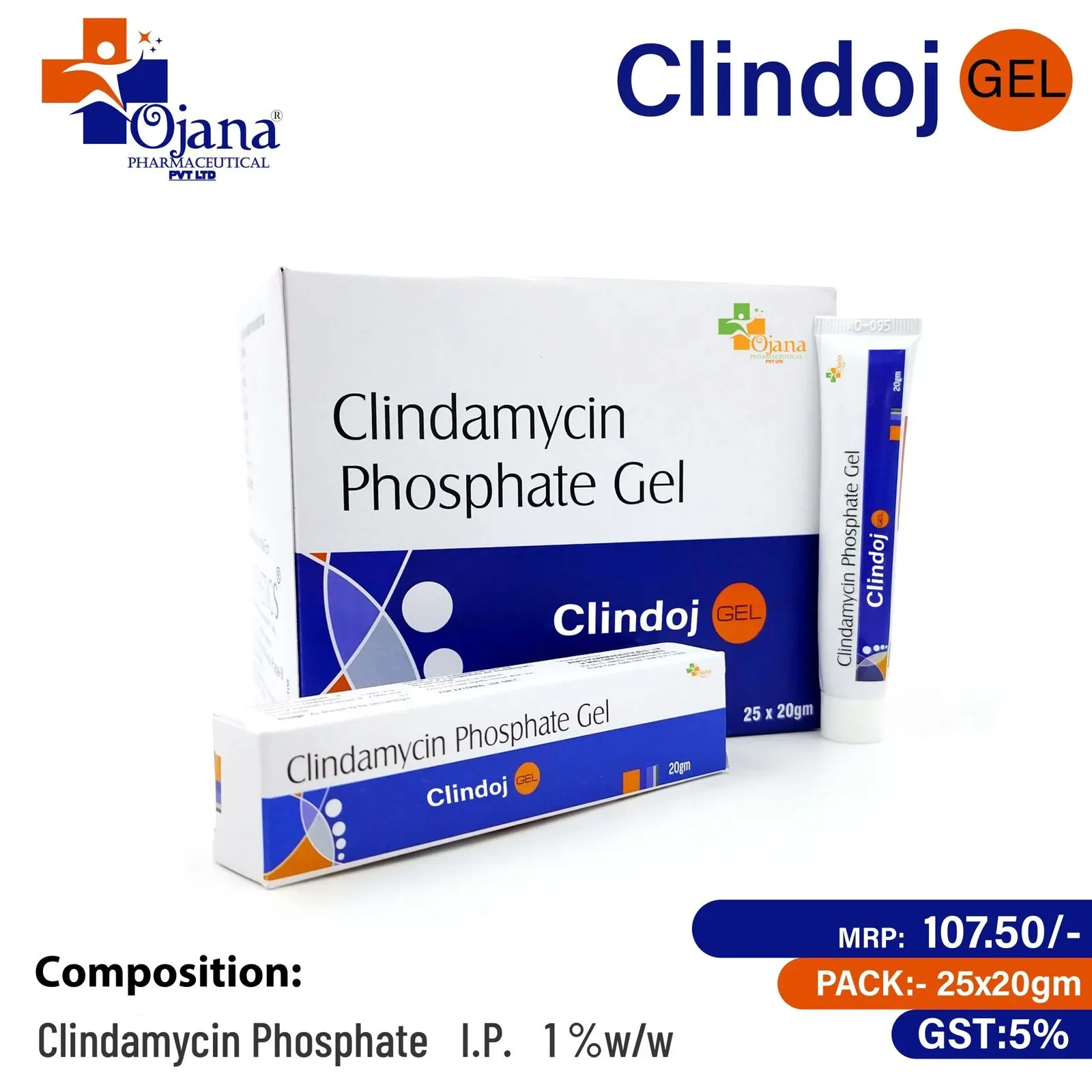 Clindoj N Gel - Clindamycin Phosphate 1 % w/w & Niacinamide 4 % w/w gel base