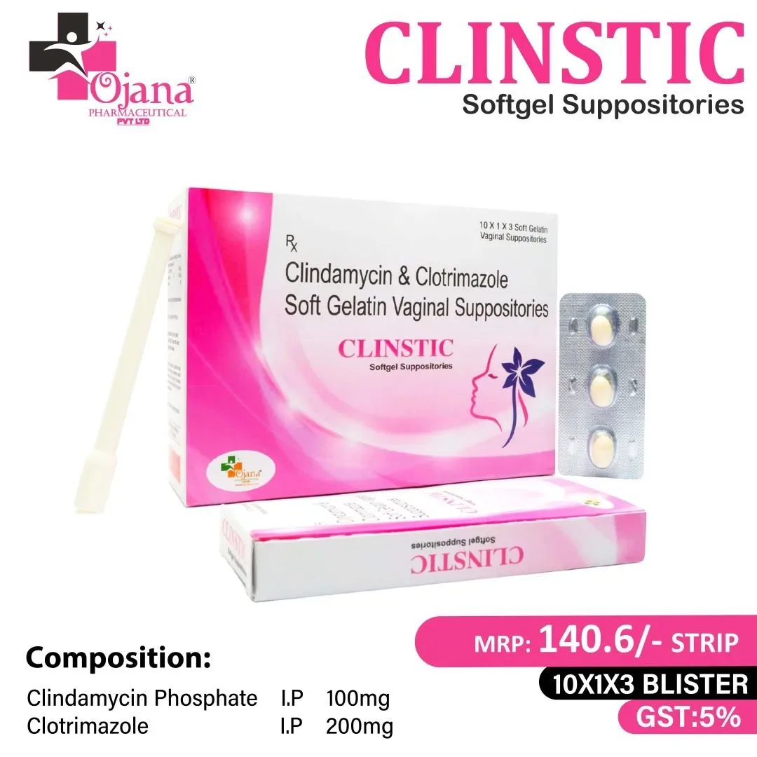 CLINSTIC SOFTGEL - Clindamycin I.P. 100mg + Clotrimazole I.P. 200mg Softgel Vaginal Suppositories