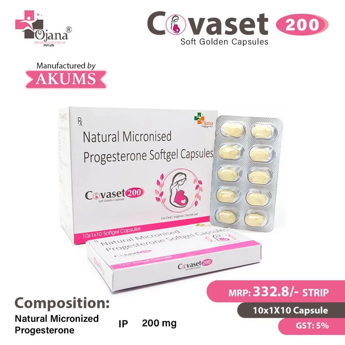 Covaset 200 - Naatural Micronised Progesterone Softgel Capsules