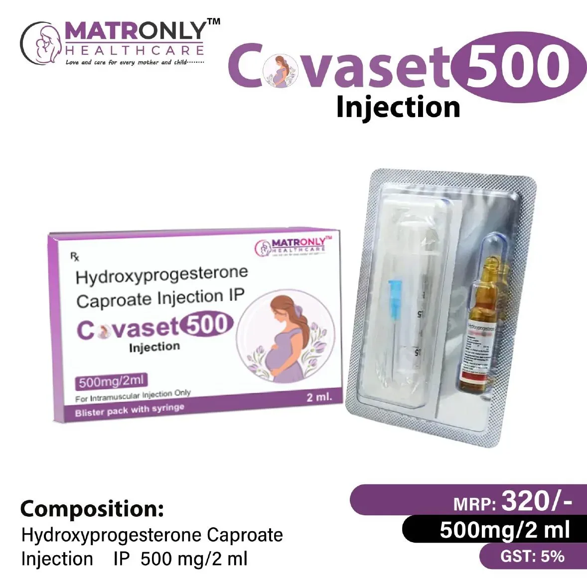 Covaset 500 - Hydroxyprogesterone Caproate Injetion IP