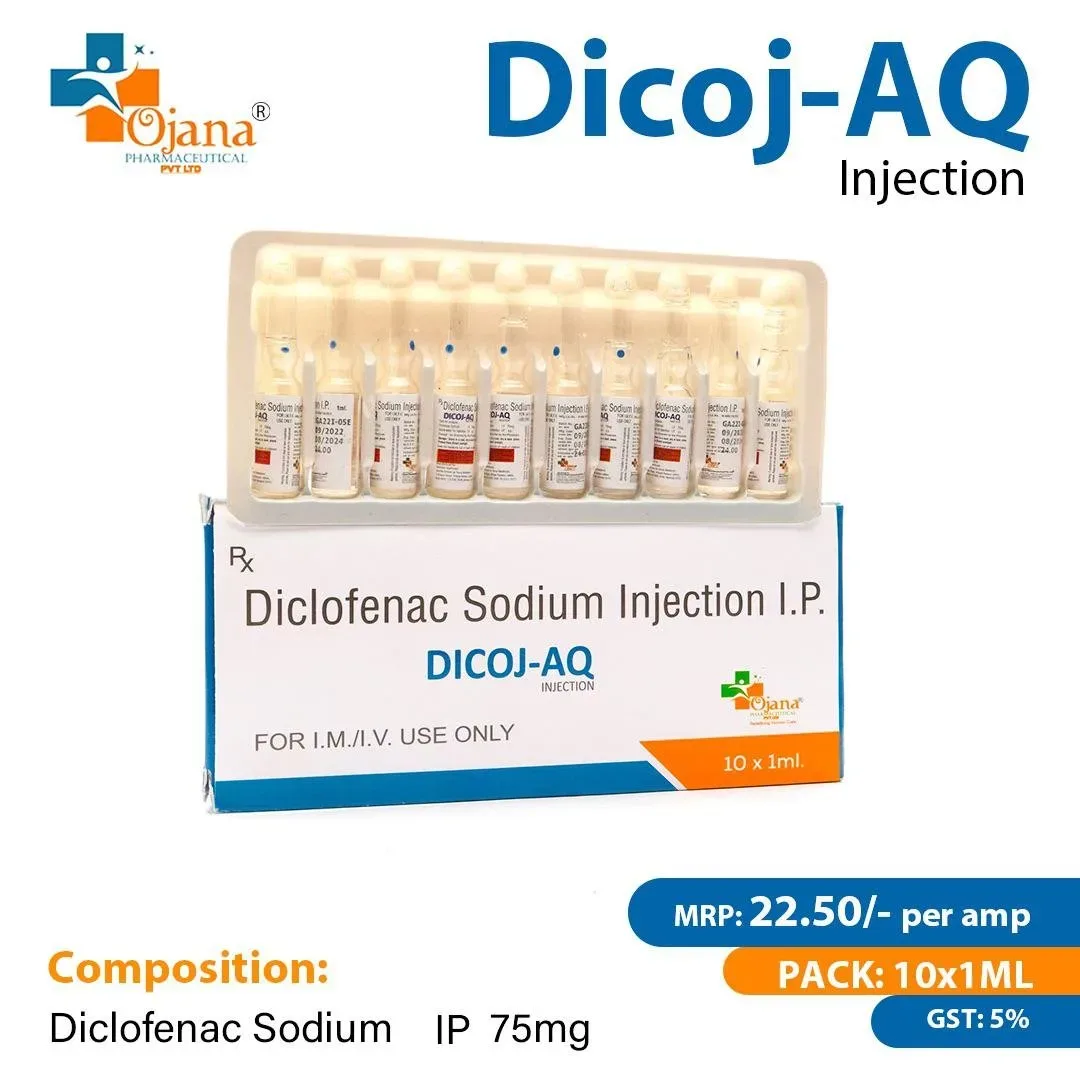 Dicoj- AQ - Diclofenac Sodium B.P. 75 mg (Tray Pack) Aqueous Base Painless Injection