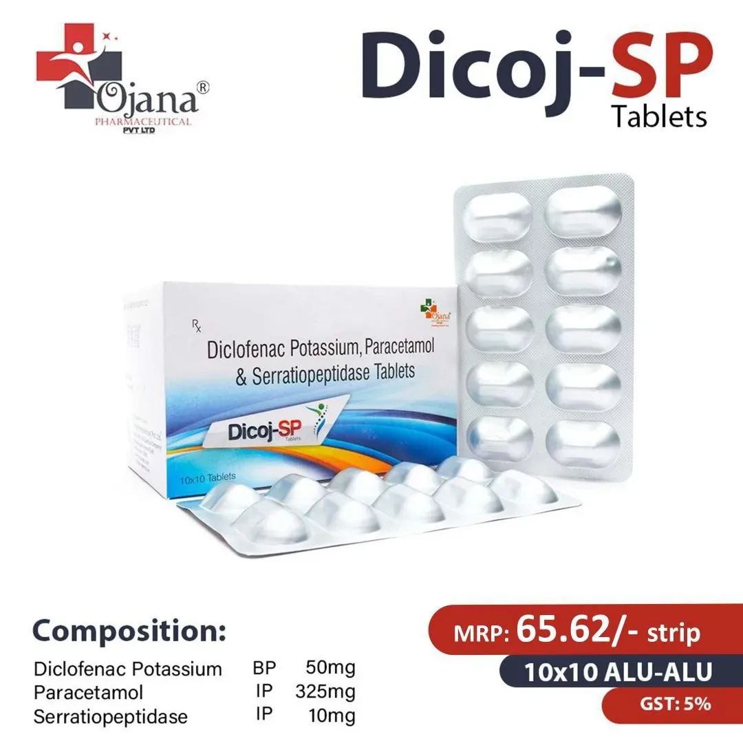 Dicoj-SP - Diclofenac Potassium B.P. 50 mg + PCM I.P 325 mg + Serratiopeptidase I.P 10 mg