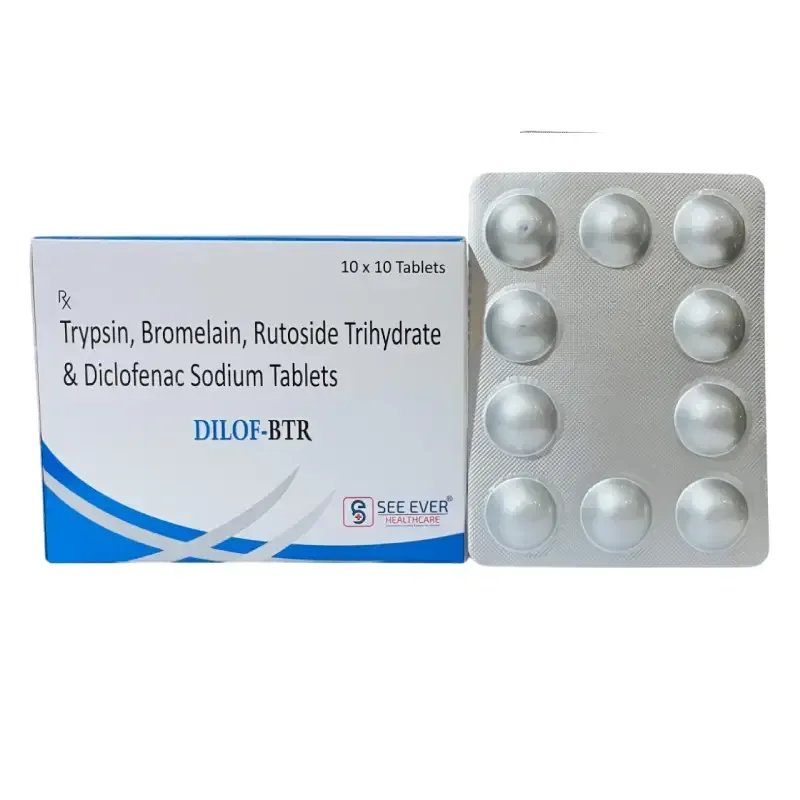 DILOF-BTR - DICLOFENAC 50 MG + BROMELAIN 100 MG + TRYPSIN 48 MG + RUTOSIDE 90 MG