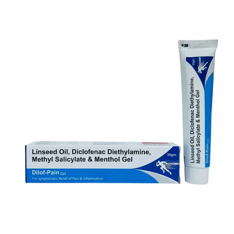 DILOF-PAIN GEL - Diclofenac Diethylamine Bp 1.16% W/W + Linseed Oil Bp 3.00% W/W + Methyl Salicylate Ip 10.00% W/W + Menthol Ip 5% W/W + Benzyl Alcohol 0.10% W/W + Diclofenac Sodium 1.0% W/W