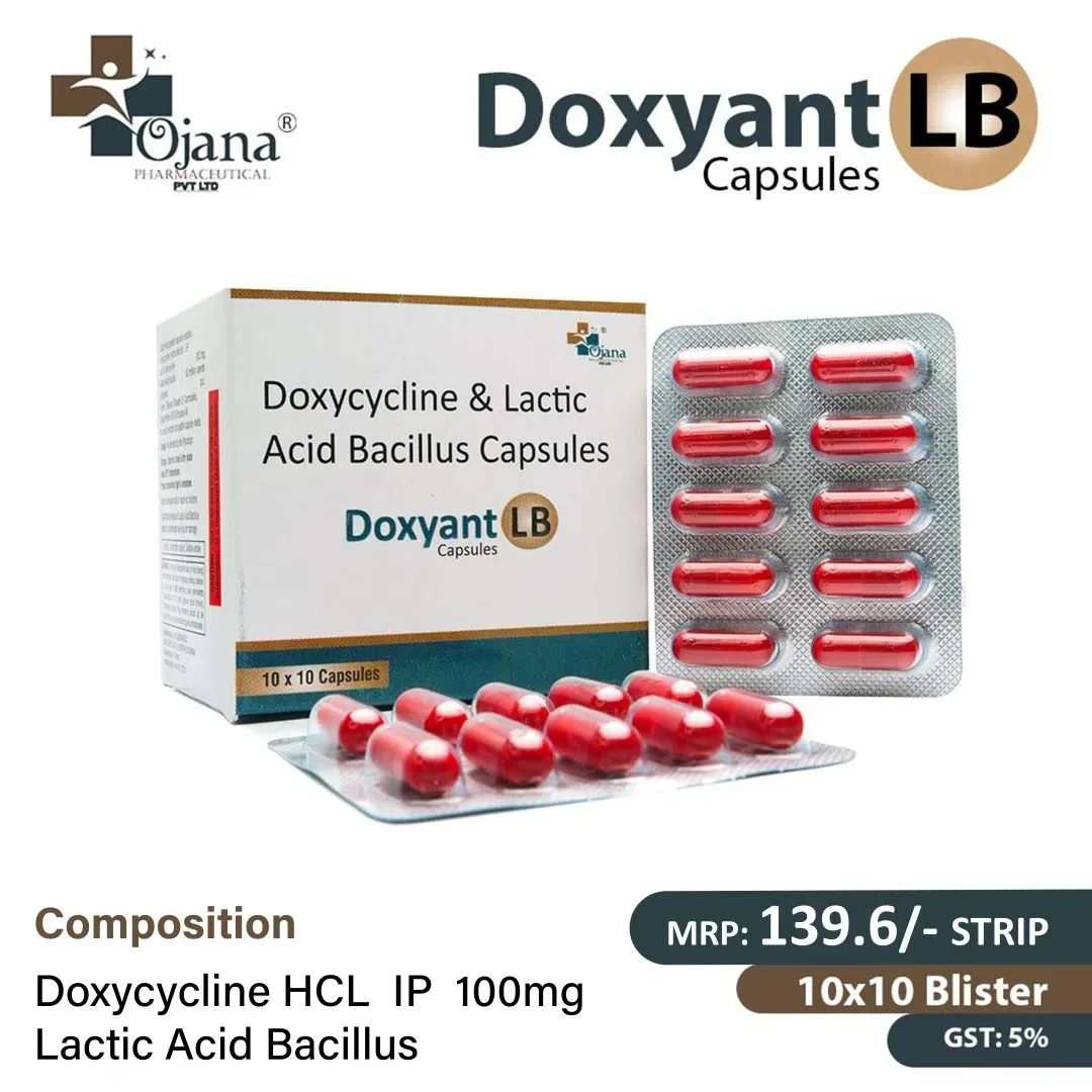 Doxyant -lb - Doxycycline Hyclate I.P. 100mg + Lactic Acid Bacillus 60 Million Spores Capsules