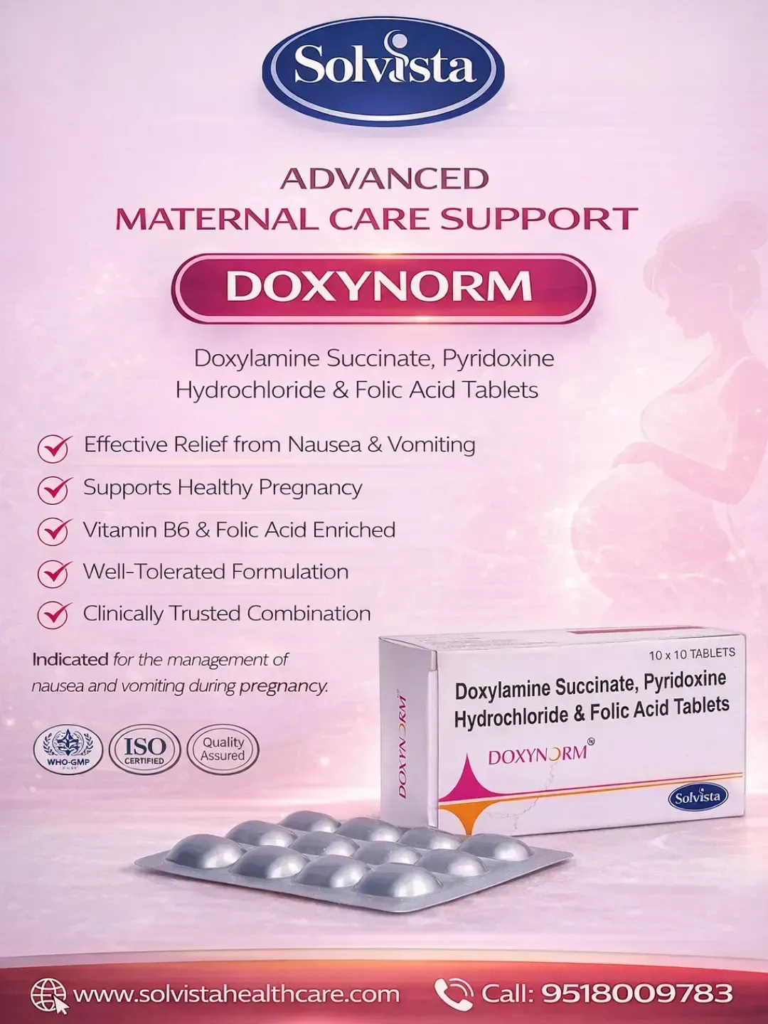 DOXYNORM - Doxylamine Succinate, Pyridoxine Hydrochloride & Folic Acid Tablets