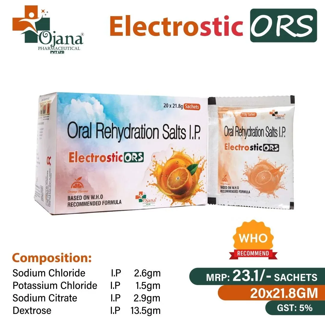 Electrostic-ORS - Sodium Chloride I.P. 2.6g + Potassium Chloride I.P. 1.5g + Sodium Citrate I.P. 2.9g + Dextrose