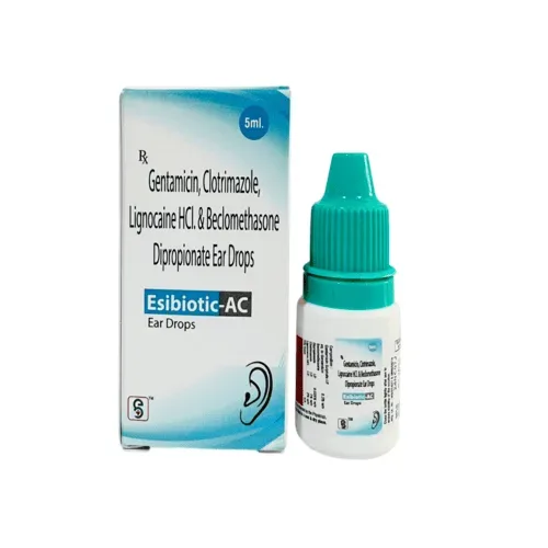 ESIBIOTIC-AC - Gentamicin 0.3% + Beclomethasone 0.025% + Clotrimazole 1%w/v + Lignocaine 2%w/v EAR DROPS