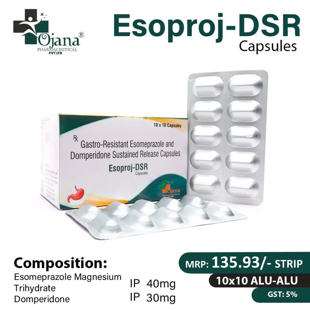 Esoproj-DSR - Esomeprazole (E.C.) I.P. 40mg + Domperidone (S.R.) I.P. 30mg capsules