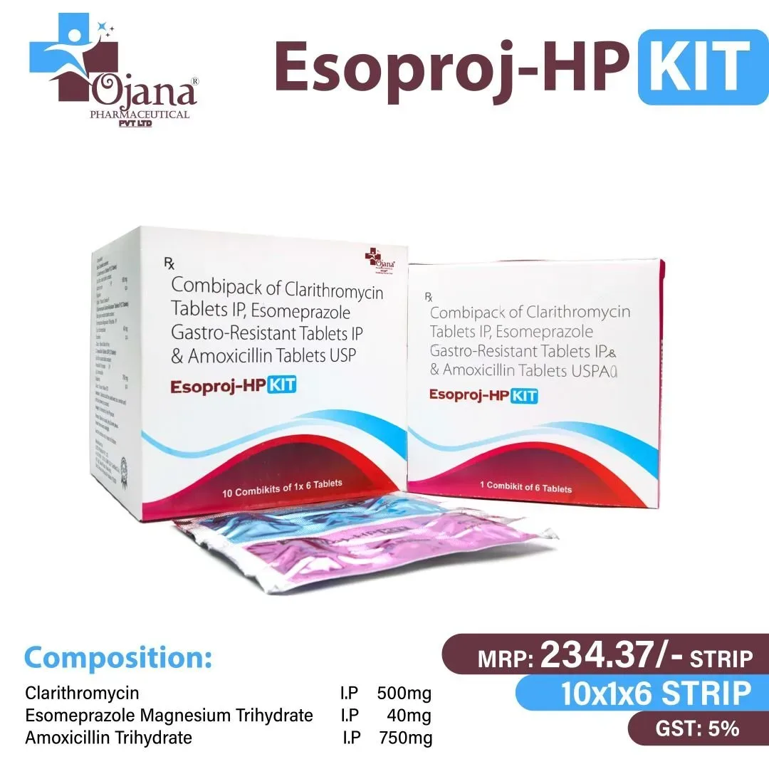 Esoproj Hp Kit - Amoxycillin (750mg) + Esmoperazole (40mg) + Clarithromycin (500mg)