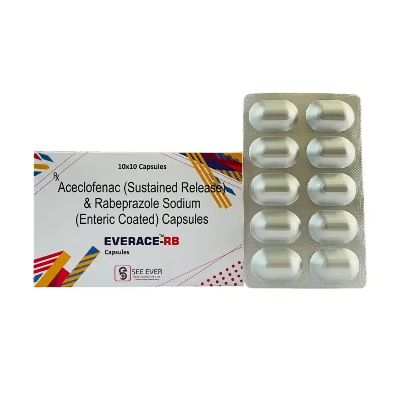 EVERACE-RB - ACECLOFENAC 200 MG (SUSTAIN RELEASE) + RABEPRAZOLE 20 MG CAPSULES