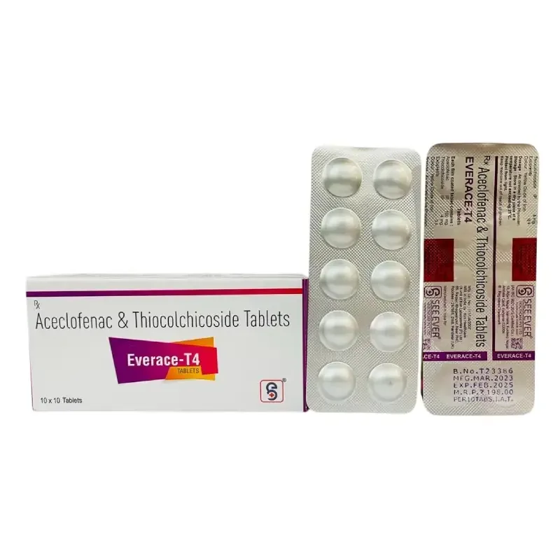 EVERACE- T 4 - Aceclofenac 100Mg + Thiocolchicose 4 MG