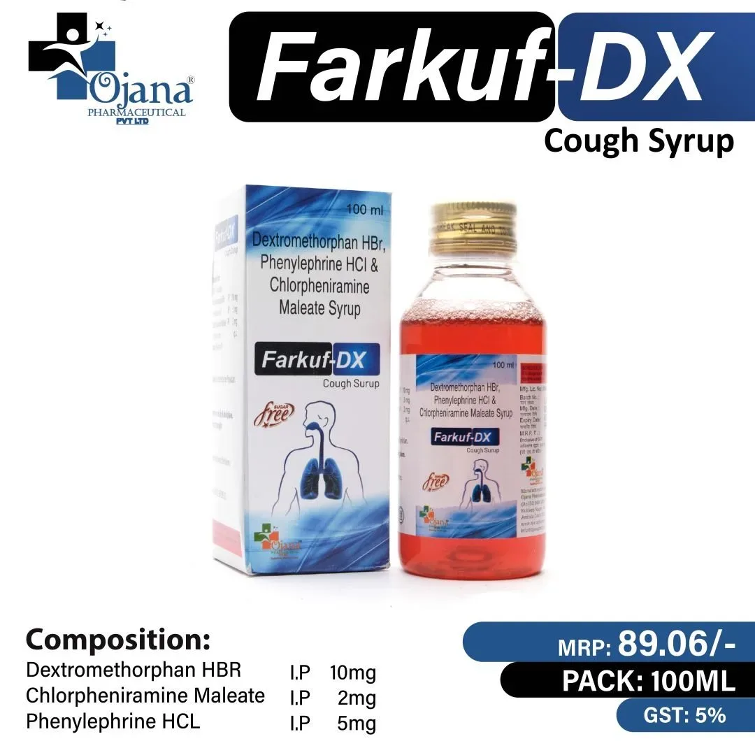 FARKUF-DX Junior - Dextromethorphan I.P. 10 mg + CPM I.P. 2 mg + Phenylepherine I.P. 5 mg( shrink pack)