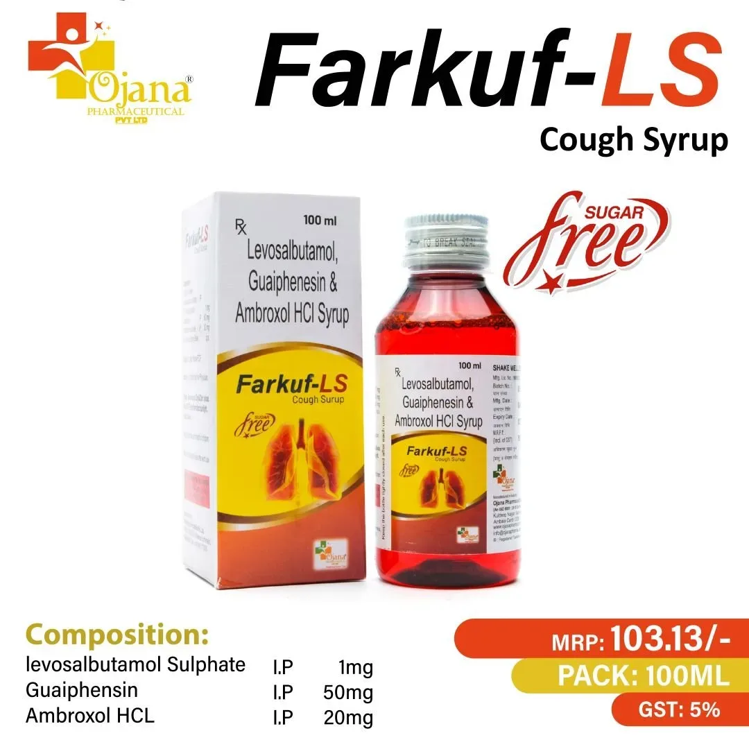 FARKUF-LS - Levosalbutamol I.P. 1 mg + Ambroxol I.P. 30 mg + Guaiphenesin I.P. 50 mg with cartoon