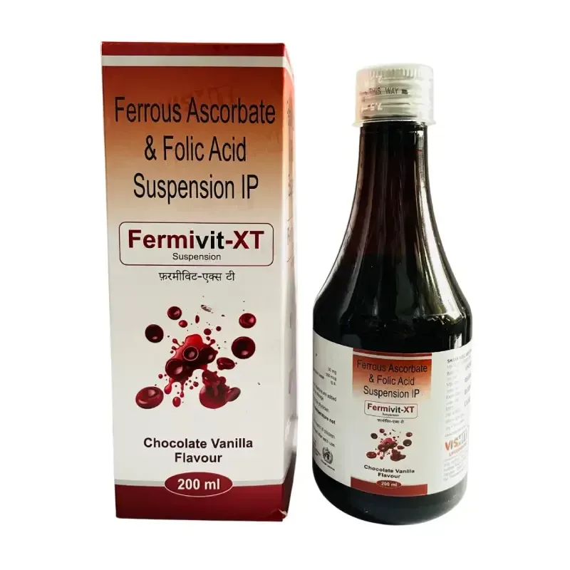 FERMIVIT-XT - EACH 5 ML CONTAINS : FERROUS ASCORBATE 30 MG + FOLIC ACID 550 MCG IN DRUG, SUGAR FREE WITH CHOCOLATE + VANILLA FLAVOUR(IN DRUG)