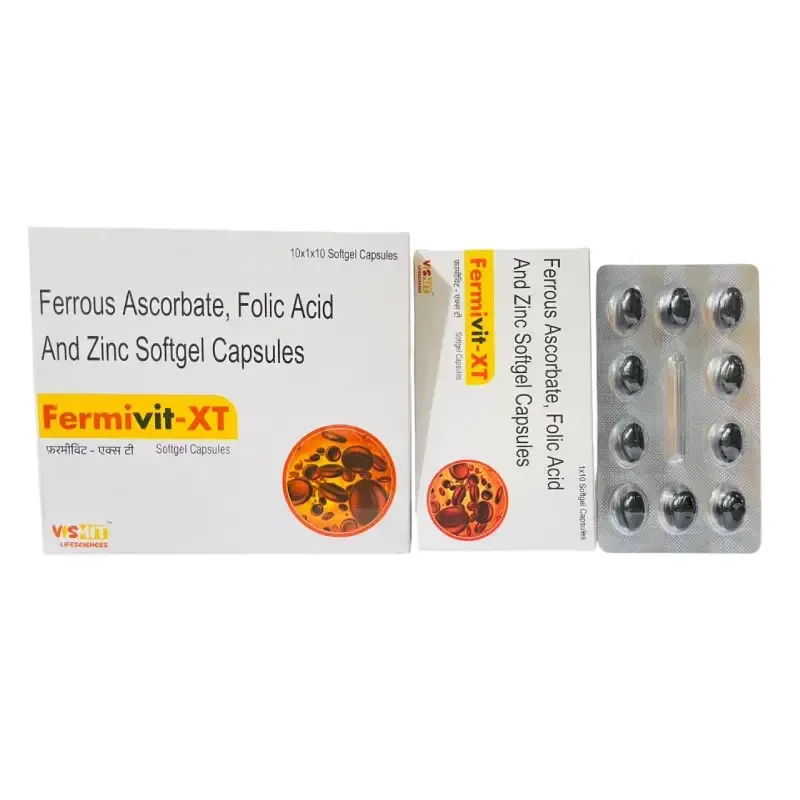 FERMIVIT-XT SOFTGEL - FERROUS ASCORBATE EQUIVALENT TO IRON 100 MG + FOLIC ACID 1.5 MG + ZINC 22.5 MG (IN DRUG FORM)