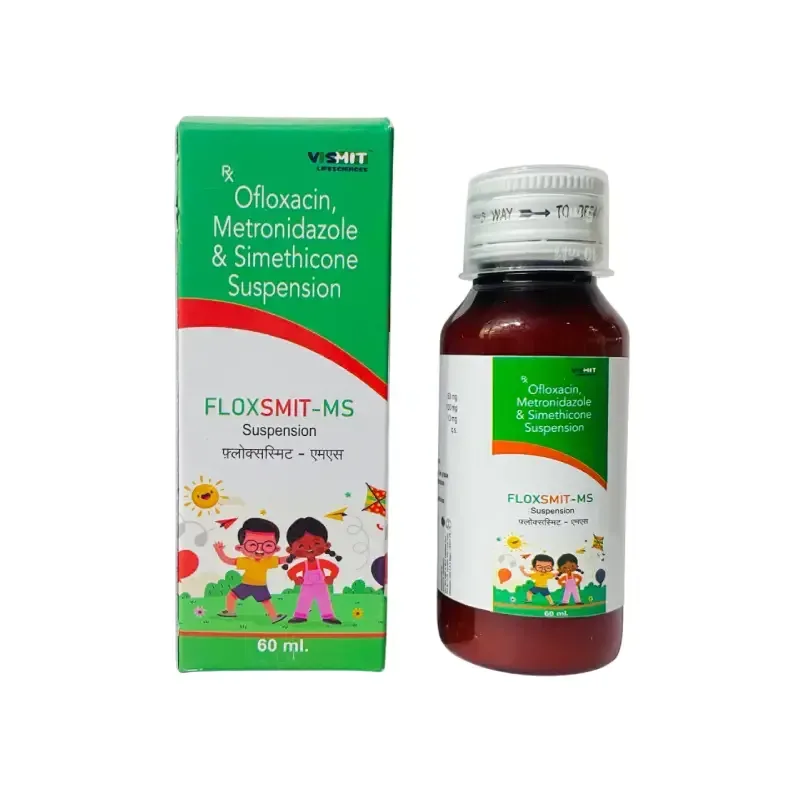 FLOXSMIT - MS - Ofloxacin 50 Mg + Metronidazole 120 Mg + Semithicone - 10 Mg