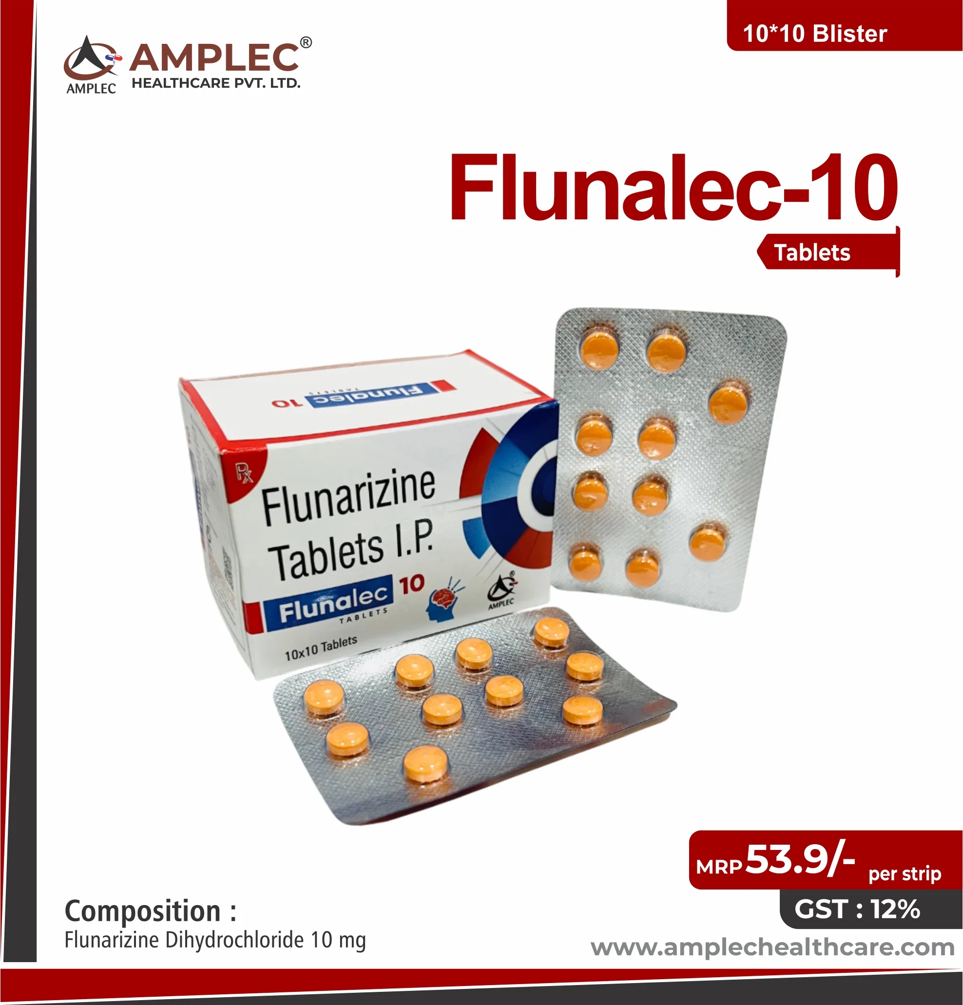 FLUNALEC 10 - Flunarizine Dihydrochloride 10 mg Tablet