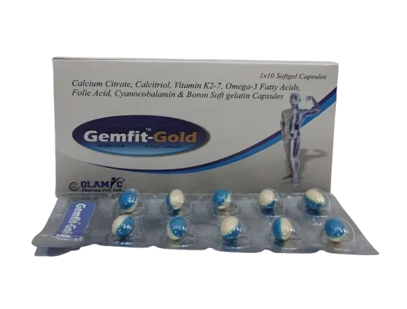 GEMFIT -GOLD Softgel - CCM+ Calcitriol+ Vitamin K2 7+ Omega-3 Fatty Acids+ Folic Acid+ Methlcobalamin+ EPA +DHA & Boron (food)