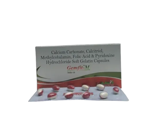 GEMFIT -M Softgel - Calcium Citrate Malate 500mg + Calcitriol 0.25mcgMethylcobalamin1500mcg+ Pyridoxin 3mg+ Folic Acid 1.5mg