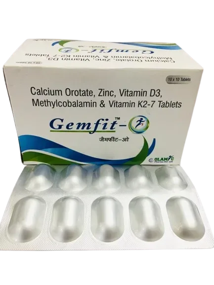 GEMFIT - O - Calcium Orotate 500mg+Zinc 7.5+ Vitamin D3 200 I.U.. Methylcobalamin 500mcg+Vitamin k2- 7 50mcg