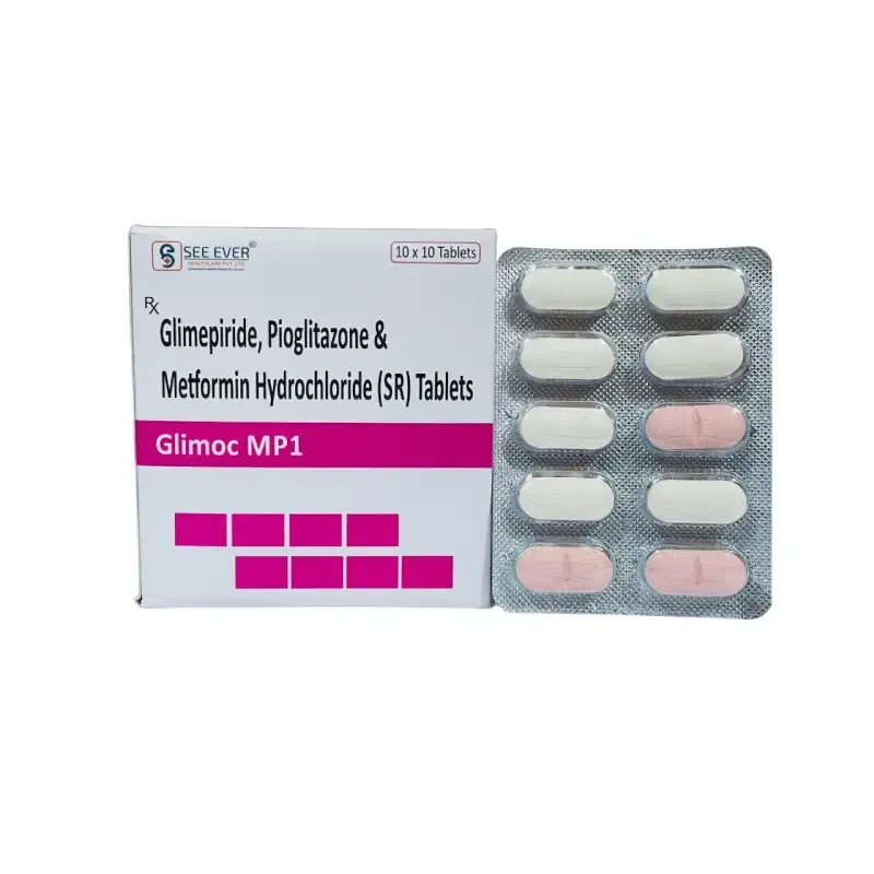GLIMOC-MP1 - Glimepiride 1 mg + Metformin 500 mg + Pioglitazone 15 mg Bi-Layered Tablets