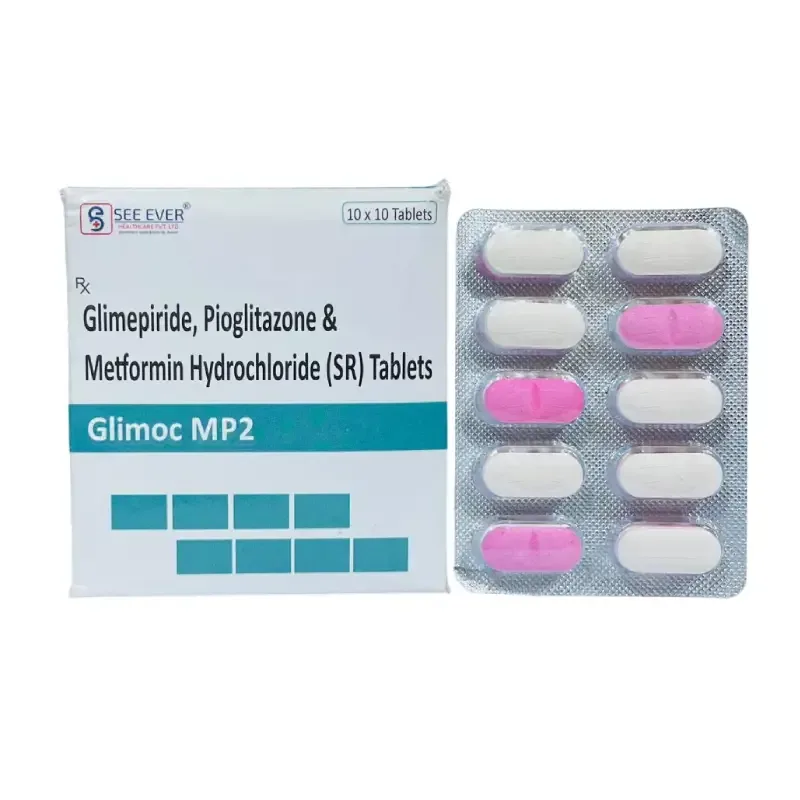 GLIMOC-MP2 - Glimepiride 2 mg + Metformin 500mg + Pioglitazone 15 mg Bi-Layered Tablets