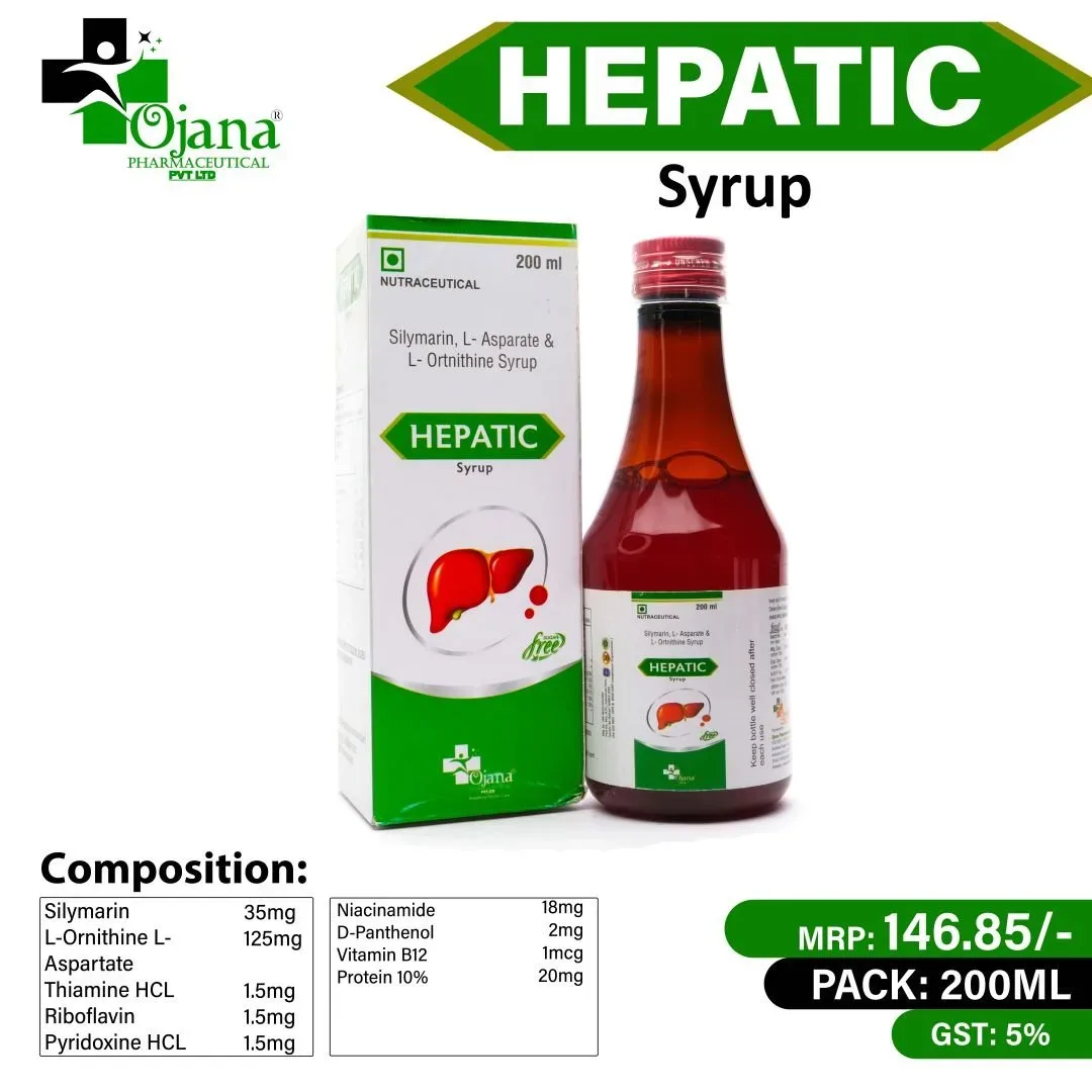 Hepatic - Silymarin 35mg + L-Ornithine L-Aspartate 125mg + Thiamine HCL 1.5mg + Riboflavin 1.5mg + Pyridoxine HCL 1.5mg + Niacinamide 18mg + D-Panthenol 2mg + Vitamin B12 1mcg + Protein 10% 20mg
