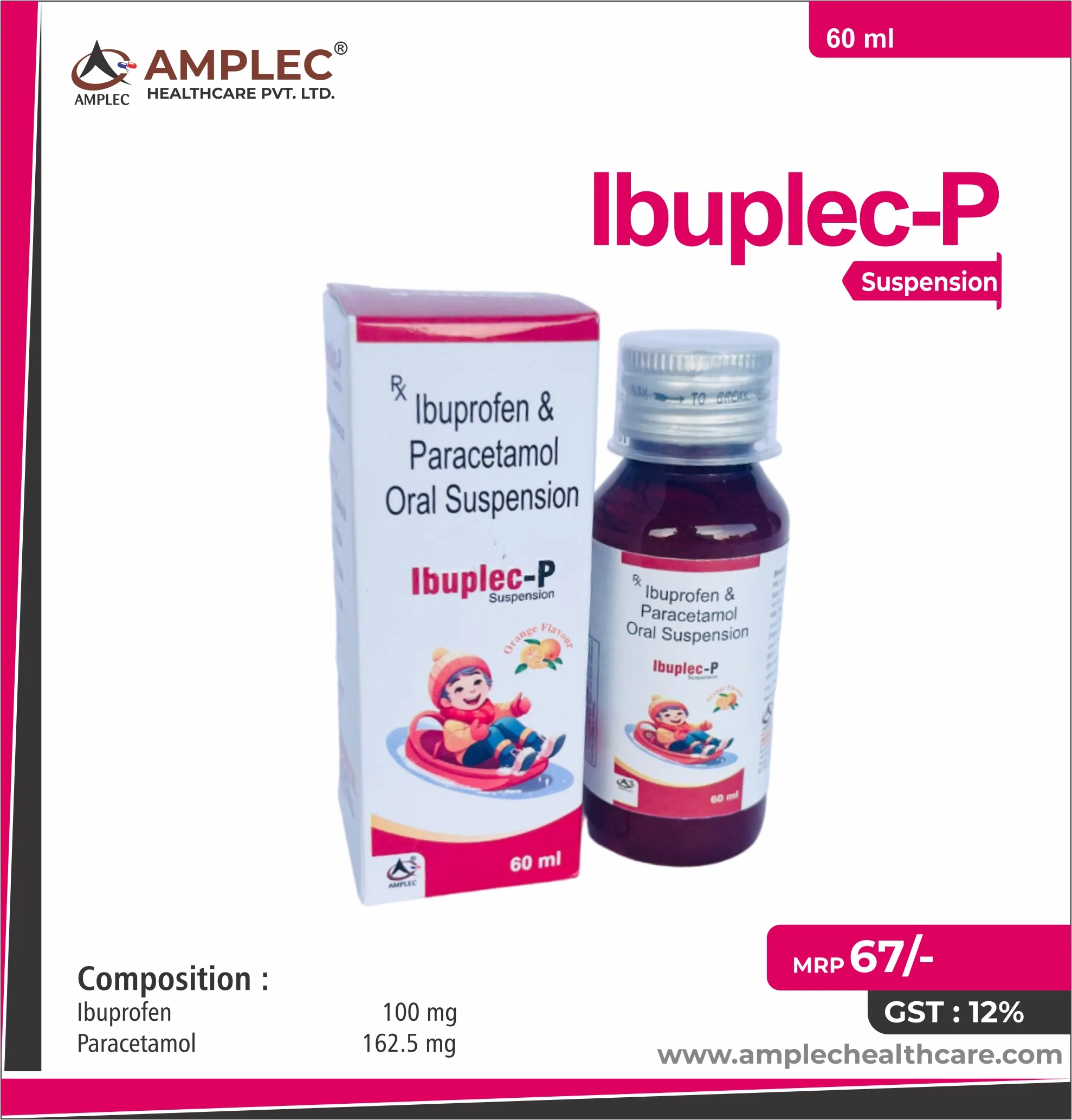 IBUPLEC-P - Ibuprofen 100 mg + Paracetamol 162.5 mg Suspension