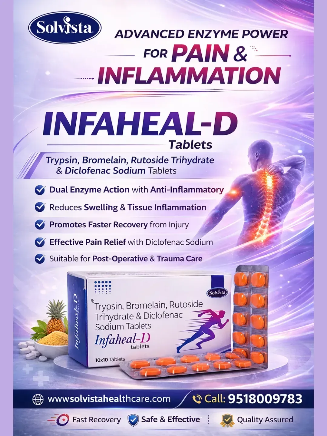 INFAHEAL-D - Trypsin, Bromelain, Rutoside Trihydrate & Diclofenac Sodium Tablets